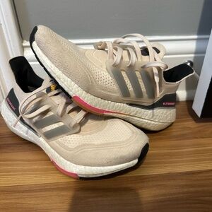 Beige and Pink Running Shoes